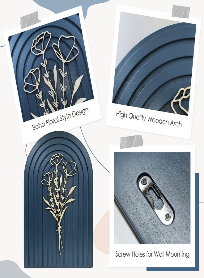 Teeloray Boho Wall Decor Wooden Arch Floral Mid Century Modern Shelf Decor Aesthetic Bohemian Art Wall Hanging Decor with 3D Hollow Craft Minimalist Wall Art for Bookshelf Living Room Bedroom - Image 5